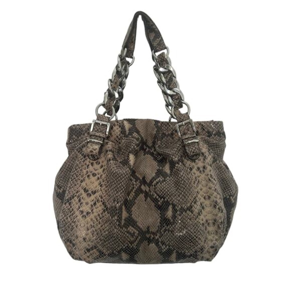 Michael Kors Brown Snake Print Shoulder Bag